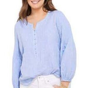 Vineyard Vines Womens Blue Linen Pintuck Button Front Blouse 2W001465 Size M